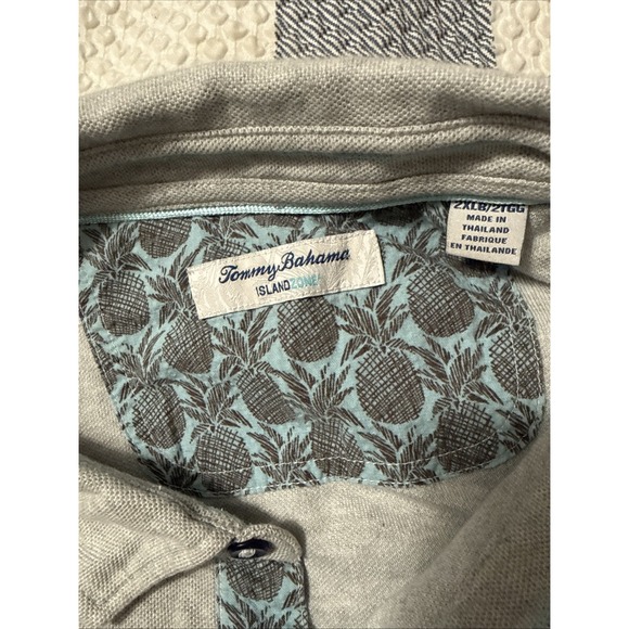Tommy Bahama Shirt‎ Adult 2XLB Gray Short Sleeve Casual Polo Marlin Logo Men's - Picture 2 of 5